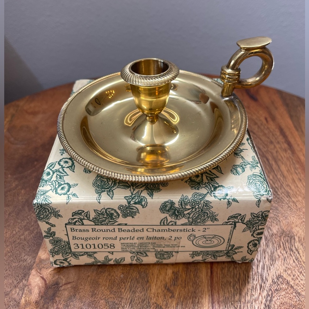 Brass, Round Beaded Chamberstick